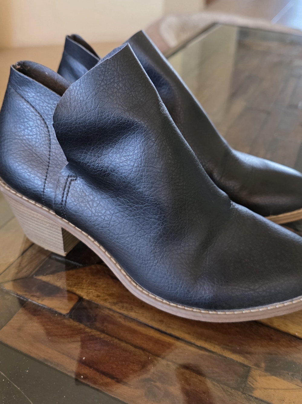 Women's Black Ankle Booties with Block Heel